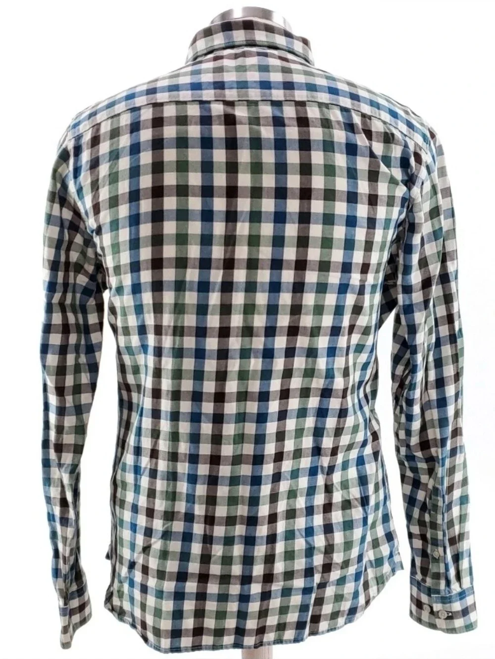 The North Face Mens L Green Blue Brown Checkered Long Sleeve Button Up Shirt